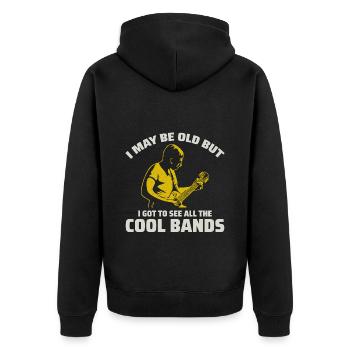 Old Man Guitar Player Music Musician Dad Grandpa - Unisex Premium Organic Zip Hoodie - black - Back - Nico (187cm)