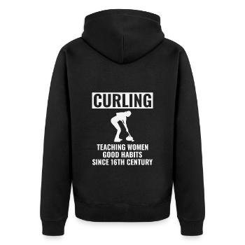 Curling Sweeping Fan Winter Ice Sport Curler Drôle - Veste à capuche bio Premium Unisexe - noir - Dos - Nico (187cm)