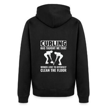 Curling Sweeping Fan Winter Ice Sport Curler Drôle - Veste à capuche bio Premium Unisexe - noir - Dos - Nico (187cm)