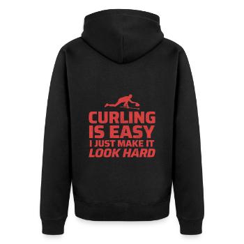 Curling Sweeping Fan Winter Ice Sport Curler Drôle - Veste à capuche bio Premium Unisexe - noir - Dos - Nico (187cm)
