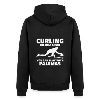 Curling Sweeping Fan Winter Ice Sport Curler Drôle - Veste à capuche bio Premium Unisexe - noir - Dos - Nico (187cm)