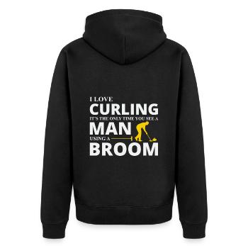 Curling Sweeping Fan Winter Ice Sport Curler Drôle - Veste à capuche bio Premium Unisexe - noir - Dos - Nico (187cm)
