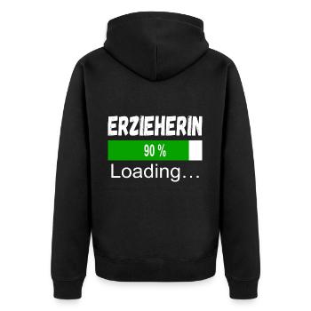 Erzieherin Ausbildung - Unisex Premium Bio Zip Hoodie - Schwarz - Hinten - Nico (187cm)
