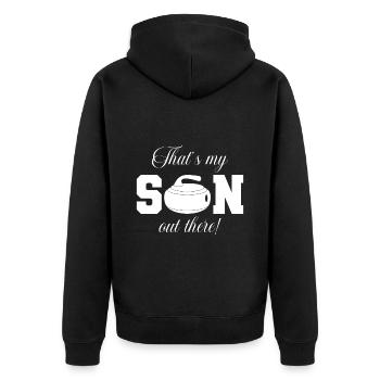 Curling Mama Winter Eissport Curler Muttertag - Unisex Premium Bio Zip Hoodie - Schwarz - Hinten - Nico (187cm)