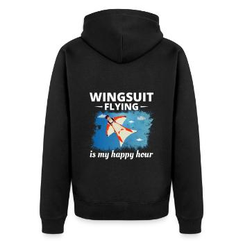 Wingsuit fliegen Base Jumping Fallschirmspringen Wingsuiting - Unisex Premium Bio Zip Hoodie - Schwarz - Hinten - Nico (187cm)