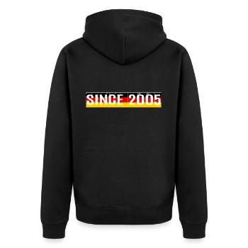 SINCE 2005 - VOLLJÄHRIG - ACHTZEHN - 18 GEBURTSTAG - Unisex Premium Bio Zip Hoodie - Schwarz - Hinten - Nico (187cm)