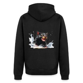Tasmanian devil in the water - Unisex Premium Organic Zip Hoodie - black - Back - Nico (187cm)
