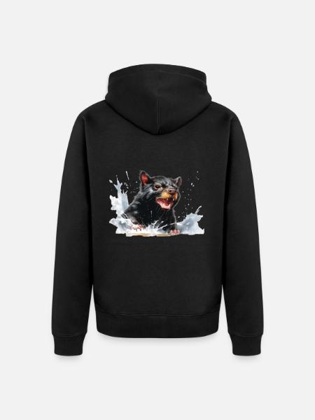 Tasmanian devil in the water - Unisex Premium Organic Zip Hoodie - black