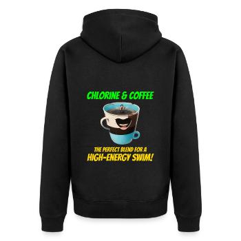 Chlorine and coffee: Swimmer Swimming Swim - Unisex Premium Organic Zip Hoodie - black - Back - Nico (187cm)