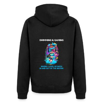 Swimming Swimmer Swim Underwater Gaming Video Game - Unisex Premium Organic Zip Hoodie - black - Back - Nico (187cm)
