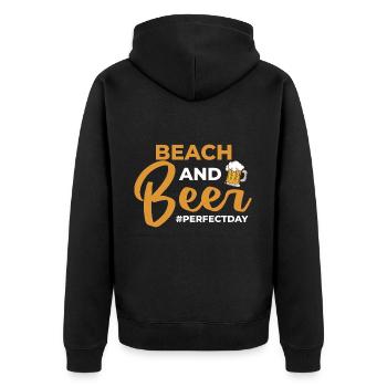 Beach and Beer perfectday Strand Meer - Unisex Premium Bio Zip Hoodie - Schwarz - Hinten - Nico (187cm)