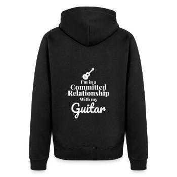 Strumming Love: A Committed Guitar Connection - Unisex Premium Organic Zip Hoodie - black - Back - Nico (187cm)