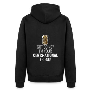 Münzsammler Sammler Numismatischer Numismatiker - Unisex Premium Bio Zip Hoodie - Schwarz - Hinten - Nico (187cm)