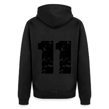 11 Zahl Trikot - Unisex Premium Bio Zip Hoodie - Schwarz - Hinten - Nico (187cm)