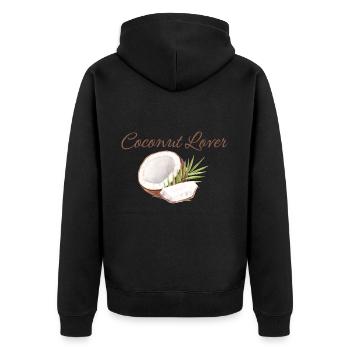 Coconut Lover - Kokussnuss Liebhaber - Unisex Premium Bio Zip Hoodie - Schwarz - Hinten - Nico (187cm)