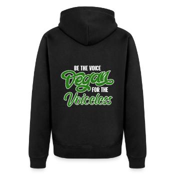 Vegan Veganism - Unisex Premium Organic Zip Hoodie - black - Back - Nico (187cm)