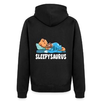 Sleepysaurus für alle Dino Fans Dinosaurier - Unisex Premium Bio Zip Hoodie - Schwarz - Hinten - Nico (187cm)