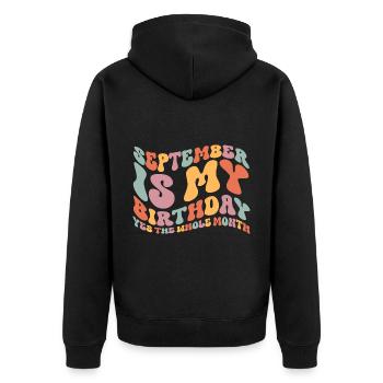 Septembre Anniversaire - Veste à capuche bio Premium Unisexe - noir - Dos - Nico (187cm)