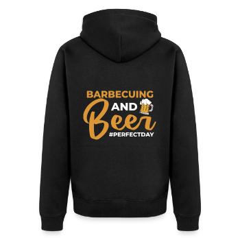 Barbecuing and Beer perfectday Grillen - Unisex Premium Bio Zip Hoodie - Schwarz - Hinten - Nico (187cm)