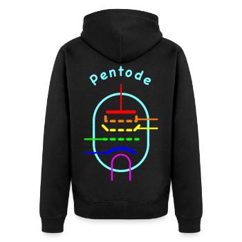 Rainbow Pentode - Vacuum Tube Symbol - Unisex Premium Organic Zip Hoodie - black - Back - Nico (187cm)