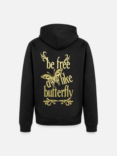 Or - libre comme un papillon - Veste à capuche bio Premium Unisexe - noir
