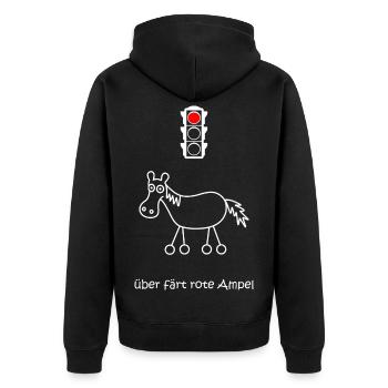 über färt rote Ampel, Autofahrer, Raser, Pferd - Unisex Premium Bio Zip Hoodie - Schwarz - Hinten - Nico (187cm)