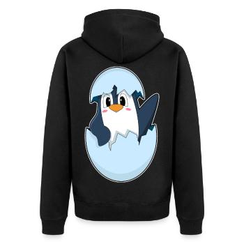 Penguin Eggshell - Unisex Premium Organic Zip Hoodie - black - Back - Nico (187cm)