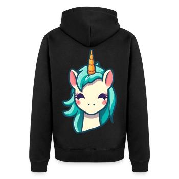 Licorne mignonne en bleu | Licorne - Veste à capuche bio Premium Unisexe - noir - Dos - Nico (187cm)