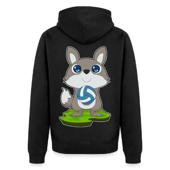 Hund Volleyballspieler Volleyball Sport - Unisex Premium Bio Zip Hoodie - Schwarz - Hinten - Nico (187cm)