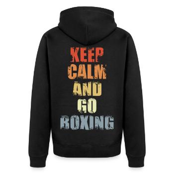Gardez votre calme et faites de la boxe - Veste à capuche bio Premium Unisexe - noir - Dos - Nico (187cm)