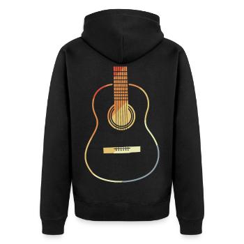 Gitarre VIntage Look - Unisex Premium Bio Zip Hoodie - Schwarz - Hinten - Nico (187cm)