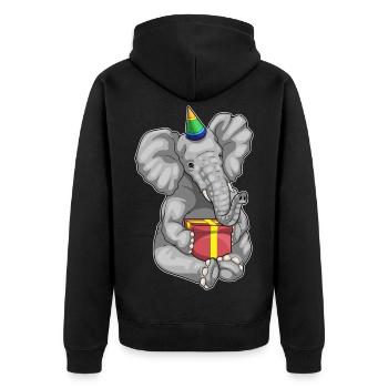 Elephant Birthday Parthut - Unisex Premium Organic Zip Hoodie - black - Back - Nico (187cm)