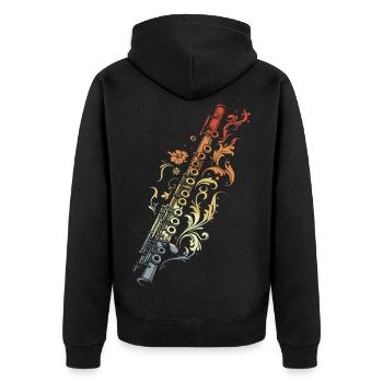 Flute Graphic Retro Style - Unisex Premium Organic Zip Hoodie - black - Back - Nico (187cm)