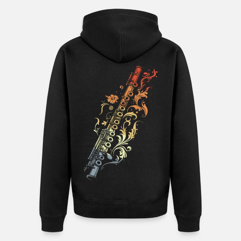 Flûte Graphique Style Rétro - Veste à capuche bio Premium Unisexe - noir
