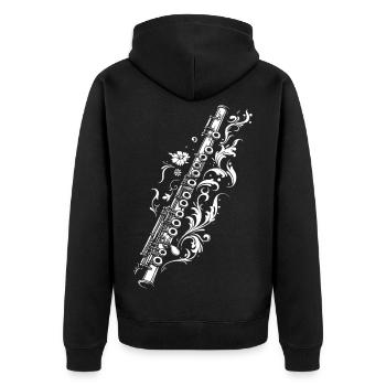 Dessin de flûte traversière - Veste à capuche bio Premium Unisexe - noir - Dos - Nico (187cm)
