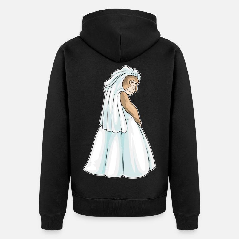 Singe Voile de mariée Mariage - Veste à capuche bio Premium Unisexe - noir