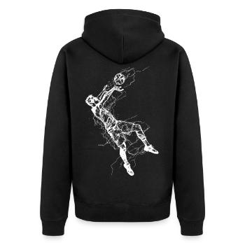 Volleyballer Skizze - Unisex Premium Bio Zip Hoodie - Schwarz - Hinten - Nico (187cm)