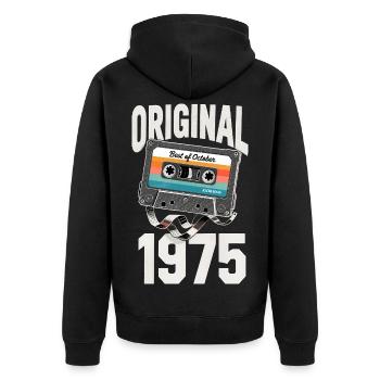 Octobre 1975 Legend Vintage Cassette Cadeau - Veste à capuche bio Premium Unisexe - noir - Dos - Nico (187cm)