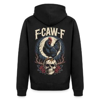 F-CAW-F T-shirt drôle de coq Bird Noise Meme - Veste à capuche bio Premium Unisexe - noir - Dos - Nico (187cm)