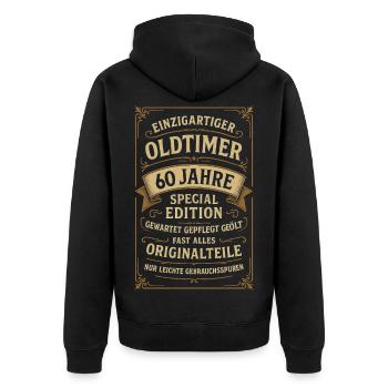 60. Geburtstag 60er 60ter 60 Jahre Oldtimer - Unisex Premium Bio Zip Hoodie - Schwarz - Hinten - Nico (187cm)