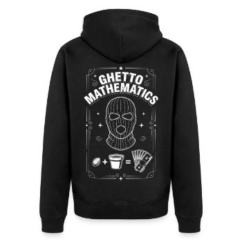Ghetto Mathematics - Unisex Premium Organic Zip Hoodie - black - Back - Nico (187cm)