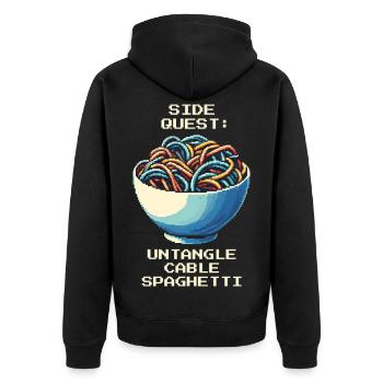 Cable clutter untangled | Cable management - Unisex Premium Organic Zip Hoodie - black - Back - Nico (187cm)