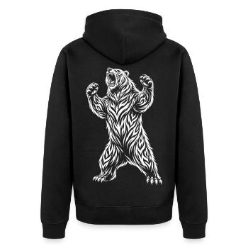 Tribal Polar Bear – Wild Bear Motif - Unisex Premium Organic Zip Hoodie - black - Back - Nico (187cm)