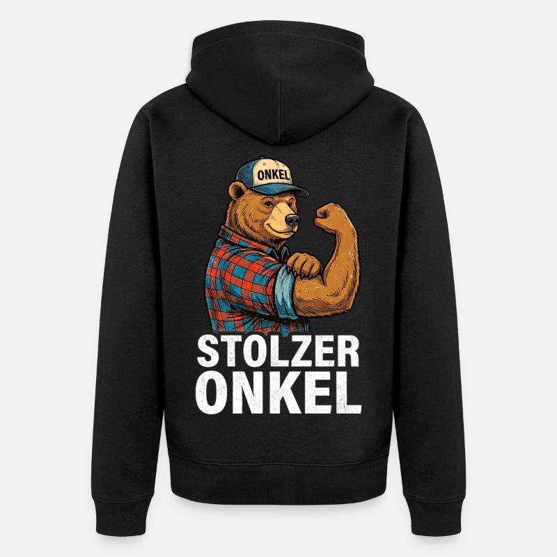 Stolzer Onkel Bär - Unisex Premium Bio Zip Hoodie - Schwarz