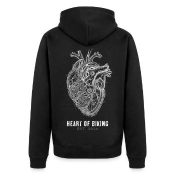 Fahrrad Herz - Biking Leidenschaft Retro - Unisex Premium Bio Zip Hoodie - Schwarz - Hinten - Nico (187cm)