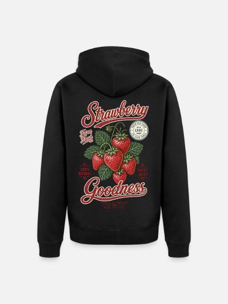 Erdbeeren Strawberry Goodness Shirt - Unisex Premium Organic Zip Hoodie - black