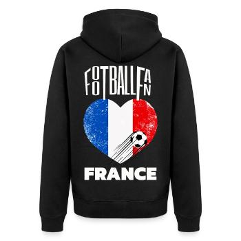 Fussball Fan Frankreich - Unisex Premium Bio Zip Hoodie - Schwarz - Hinten - Nico (187cm)