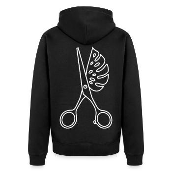 Scissors & Monstera - Unisex Premium Organic Zip Hoodie - black - Back - Nico (187cm)