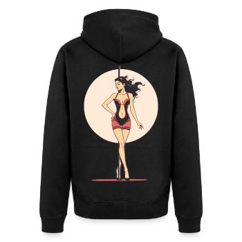 Sexy Pole Dance Silhouette – Erotische Kunst - Unisex Premium Bio Zip Hoodie - Schwarz - Hinten - Nico (187cm)