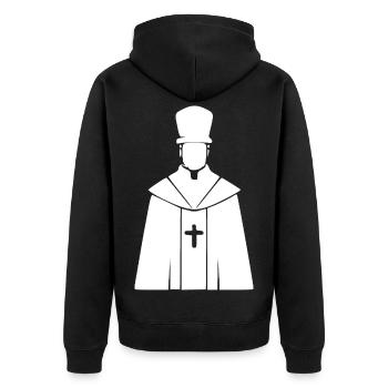 Priester Pfarrer Theologie Geschenk  - Unisex Premium Bio Zip Hoodie - Schwarz - Hinten - Nico (187cm)